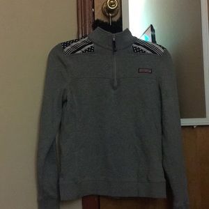 Vineyard vines grey and navy crew neck